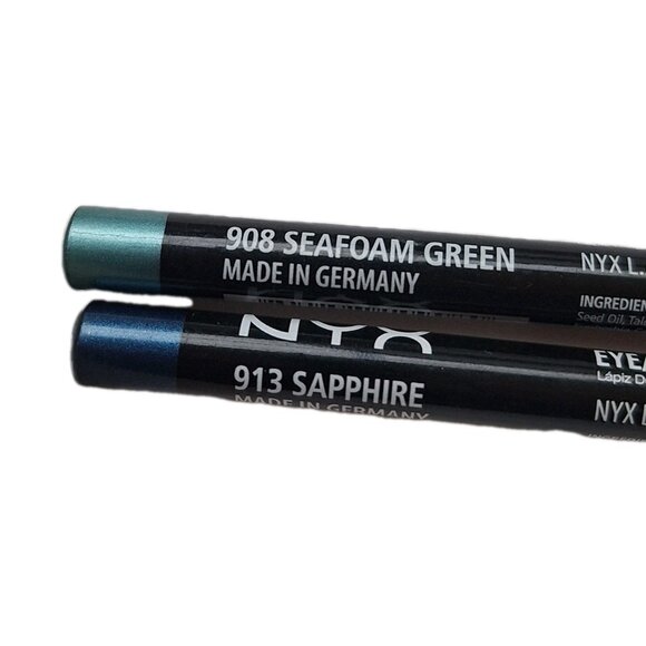 NYX EYELINER PENCILS *2 SEAFOAM GREEN AND SAPPHIRE BLUE - Picture 3 of 3